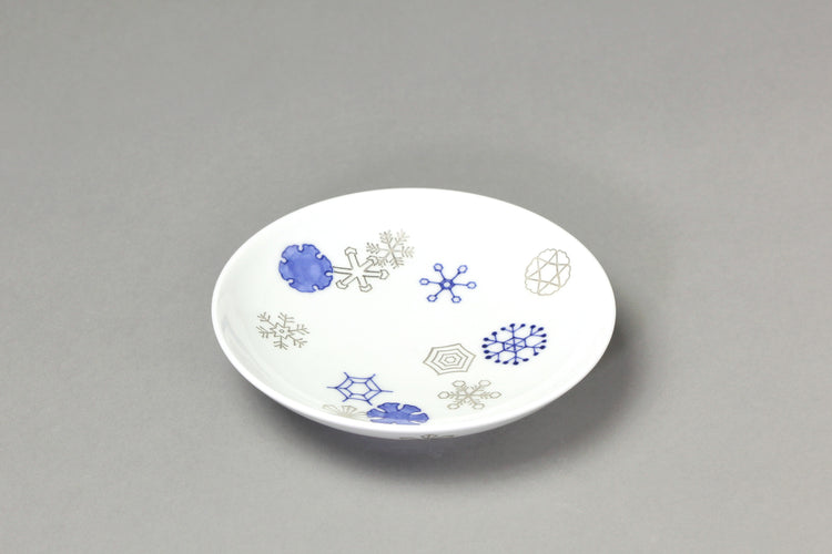 染付銀彩雪結晶皿(5客組)