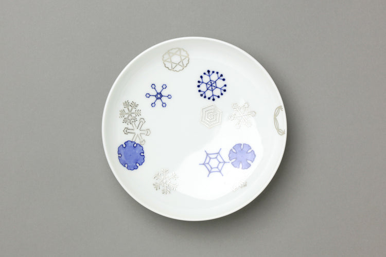 染付銀彩雪結晶皿(5客組)